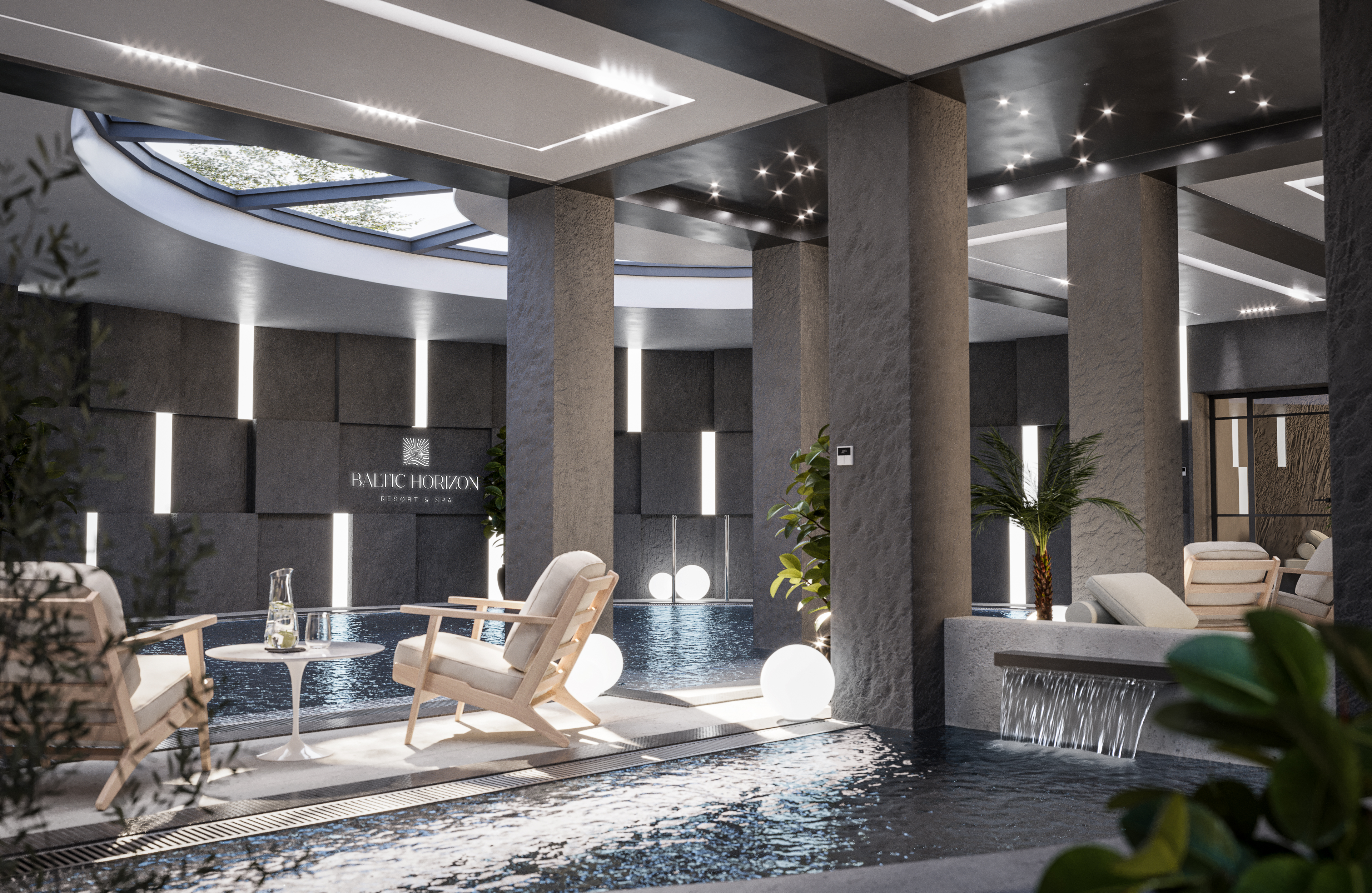 Wizualizacja 3D Gdańsk – strefa SPA i apartamenty nad morzem, rendering 3D