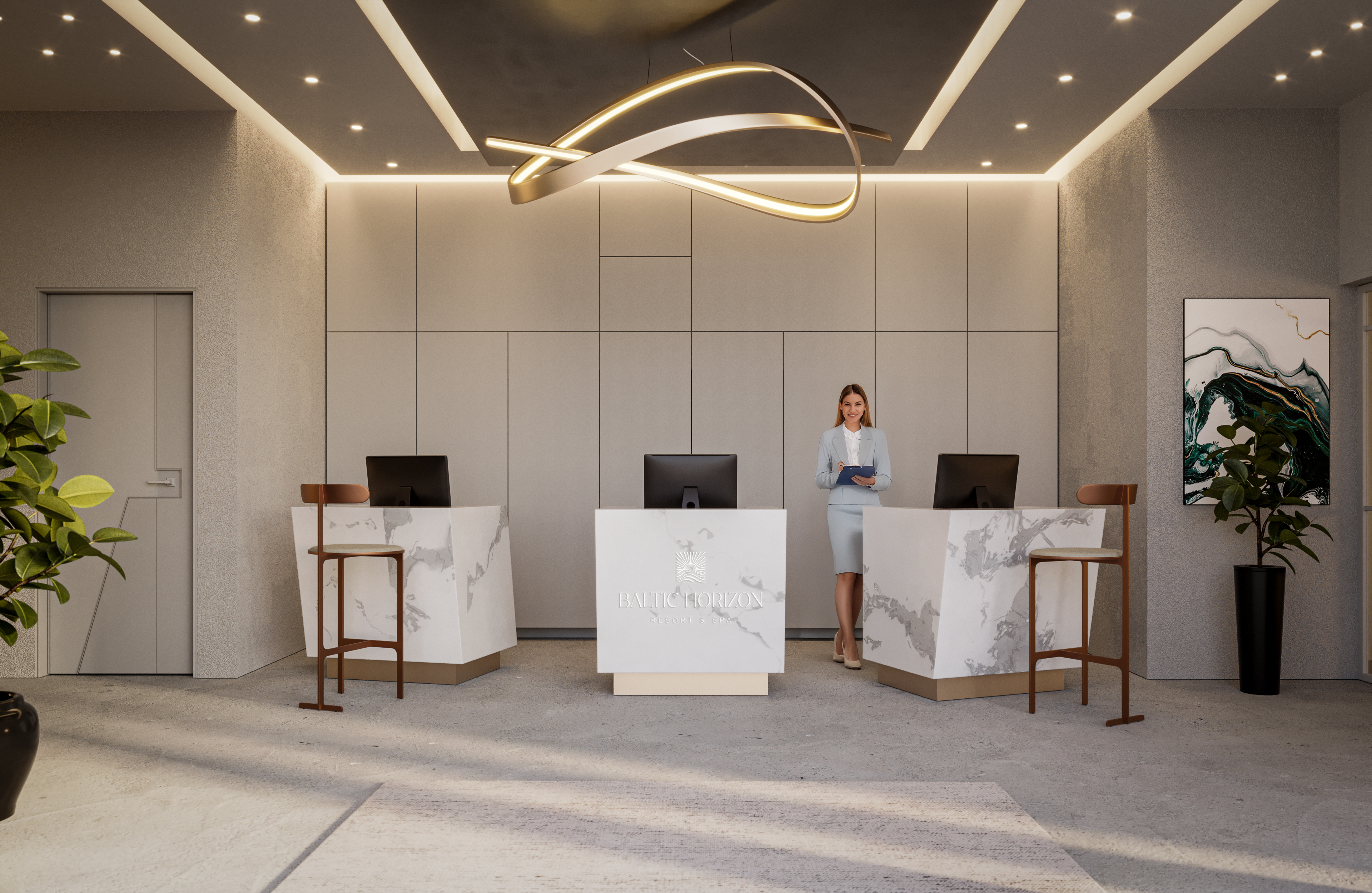 Wizualizacja 3D Lublin – hol wejściowy, wizualizacja wnętrza