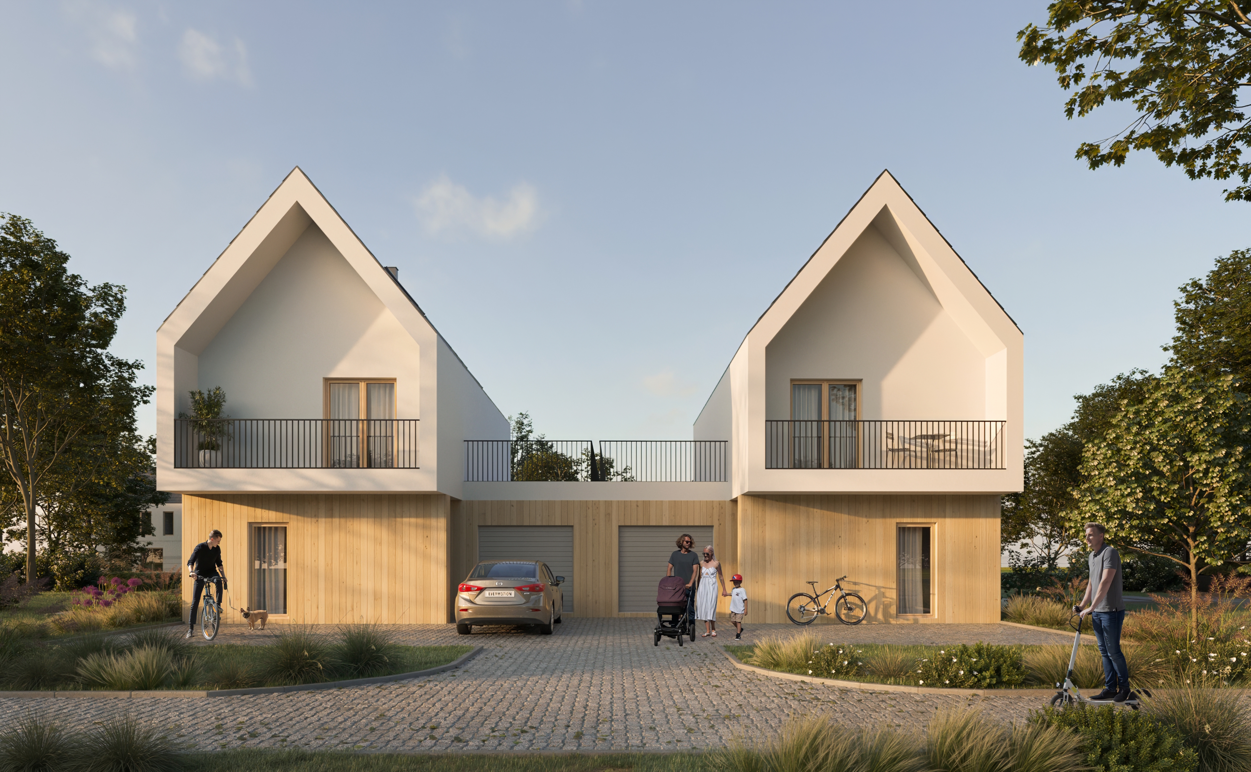 Wizualizacja 3D Lublin – elewacja domu, fotorealistyczny render
